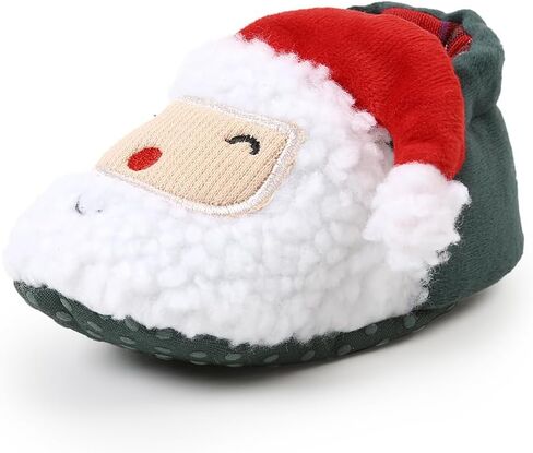 FAMI Unisex Newborn Baby Booties Non-Slip Sole Soft Fleece Toddler Boy Girl Slipper Winter Warm First Walker Crib Shoes in Kuwait