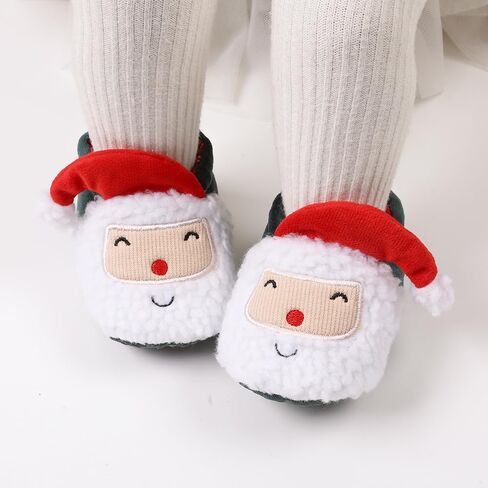 FAMI Unisex Newborn Baby Booties Non-Slip Sole Soft Fleece Toddler Boy Girl Slipper Winter Warm First Walker Crib Shoes in Kuwait