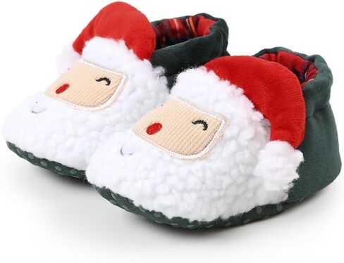 FAMI Unisex Newborn Baby Booties Non-Slip Sole Soft Fleece Toddler Boy Girl Slipper Winter Warm First Walker Crib Shoes in Kuwait