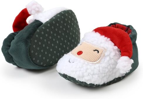 FAMI Unisex Newborn Baby Booties Non-Slip Sole Soft Fleece Toddler Boy Girl Slipper Winter Warm First Walker Crib Shoes in Kuwait