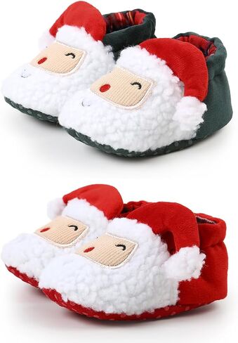 FAMI Unisex Newborn Baby Booties Non-Slip Sole Soft Fleece Toddler Boy Girl Slipper Winter Warm First Walker Crib Shoes in Kuwait