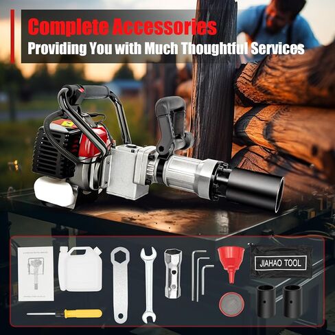 T Post Pile Driver, 0.9-1.8KW 32-52CC Handheld Pile Driver Hammer with 0.26gal Fuel Tank, Gasoline Column Pile Driver Garden Piling Machine for Fence Post Construction Site (0.9KW 32CC 2 Stroke) in Saudi Arabia