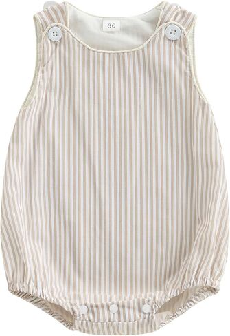 حديثي الولادة طفل رضيع فتاة مخططة رومبير أكمام من الكتان القطن الفقاعة الفقاعة in Kuwait