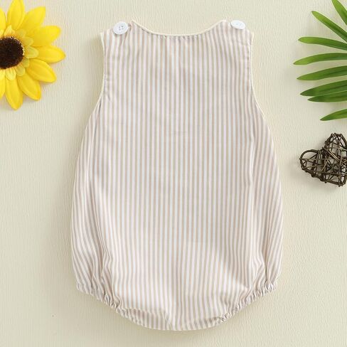 حديثي الولادة طفل رضيع فتاة مخططة رومبير أكمام من الكتان القطن الفقاعة الفقاعة in Kuwait