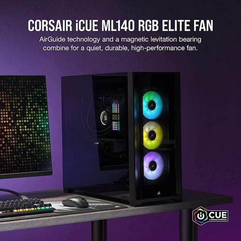 CORSAIR ML140 RGB Elite، مروحة RGB مغناطيسية مقاس 140 مم مع دليل هوائي، عبوتان مع عقدة إضاءة أساسية in Saudi Arabia