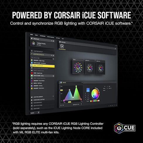 CORSAIR ML140 RGB Elite، مروحة RGB مغناطيسية مقاس 140 مم مع دليل هوائي، عبوتان مع عقدة إضاءة أساسية in Saudi Arabia