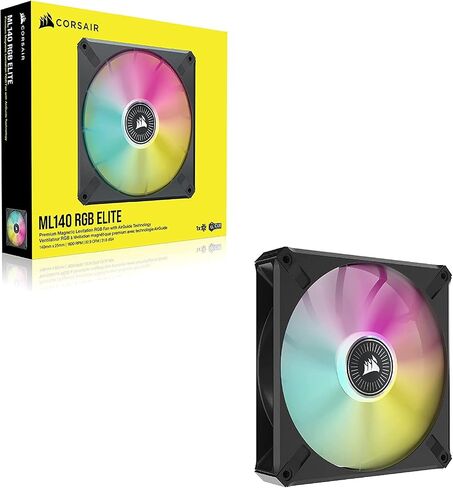 CORSAIR ML140 RGB Elite، مروحة RGB مغناطيسية مقاس 140 مم مع دليل هوائي، عبوتان مع عقدة إضاءة أساسية in Saudi Arabia