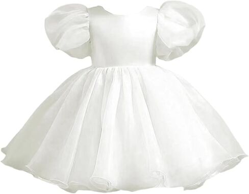 Baby Girls Puff Sleeve Mini Princess Dress Bow Backless Fluffy Fairy Party Wedding Flower Girl Dress Summer Outfits in Saudi Arabia