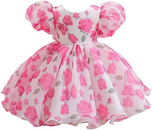 Baby Girls Puff Sleeve Mini Princess Dress Bow Backless Fluffy Fairy Party Wedding Flower Girl Dress Summer Outfits in Saudi Arabia