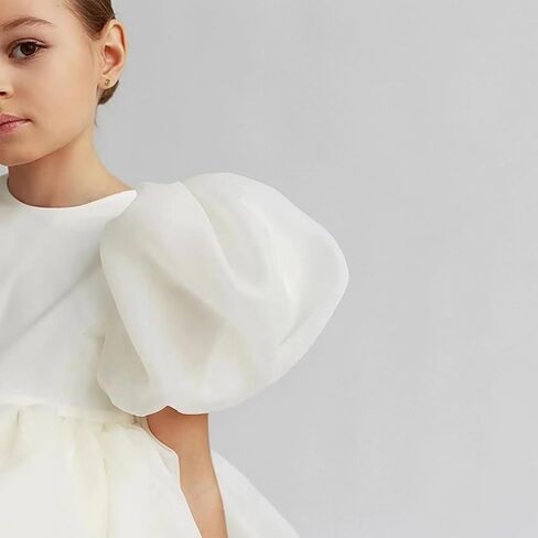 Baby Girls Puff Sleeve Mini Princess Dress Bow Backless Fluffy Fairy Party Wedding Flower Girl Dress Summer Outfits in Saudi Arabia