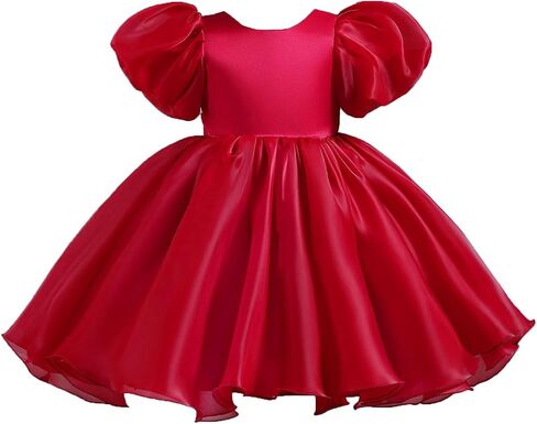 Baby Girls Puff Sleeve Mini Princess Dress Bow Backless Fluffy Fairy Party Wedding Flower Girl Dress Summer Outfits in Saudi Arabia