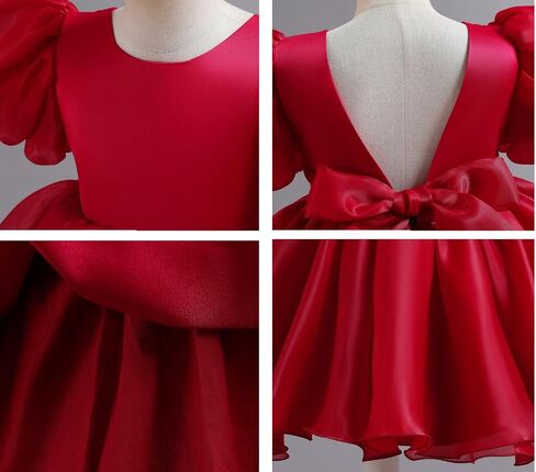 Baby Girls Puff Sleeve Mini Princess Dress Bow Backless Fluffy Fairy Party Wedding Flower Girl Dress Summer Outfits in Saudi Arabia