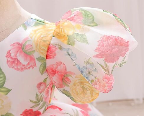 Baby Girls Puff Sleeve Mini Princess Dress Bow Backless Fluffy Fairy Party Wedding Flower Girl Dress Summer Outfits in Saudi Arabia