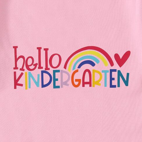 Hello Kindergarten Shirts Baby Girl Cute Rainbow Back to School T-Shirt First Day of School Short Sleeve Tees Top in Saudi Arabia
