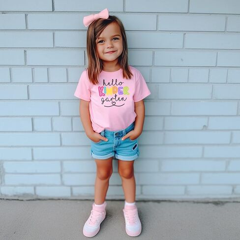 Olive Loves Apple Hello Kindergarten First Day of School Gift Back to School T-Shirt Back to School Shirts in Saudi Arabia