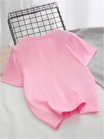 Wdirara Toddler Girl's Bow Graphic T Shirt Crewneck Shirt Sleeve Tee Summer Top Top in Kuwait