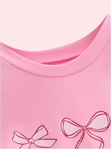 Wdirara Toddler Girl's Bow Graphic T Shirt Crewneck Shirt Sleeve Tee Summer Top Top in Kuwait