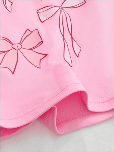 Wdirara Toddler Girl's Bow Graphic T Shirt Crewneck Shirt Sleeve Tee Summer Top Top in Kuwait