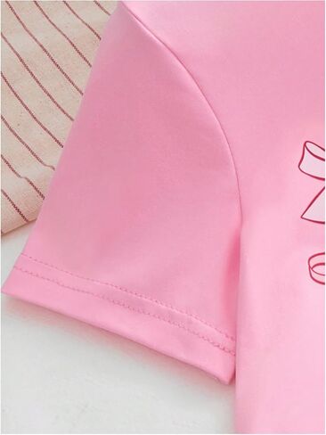 Wdirara Toddler Girl's Bow Graphic T Shirt Crewneck Shirt Sleeve Tee Summer Top Top in Kuwait