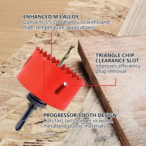 Greywolf 15 pcs Bi-Metal Hole Saw Set, M3 HSS Hole Saw Kit with 3/4"-2-1/2" (19-64mm) 9 pcs Hole Saw Blades, Boxed, with Arbor, Drill Bit, Hex Wrench, for Metal, Wood, Plastic in Kuwait