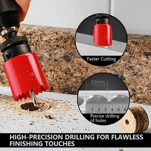 Greywolf 15 pcs Bi-Metal Hole Saw Set, M3 HSS Hole Saw Kit with 3/4"-2-1/2" (19-64mm) 9 pcs Hole Saw Blades, Boxed, with Arbor, Drill Bit, Hex Wrench, for Metal, Wood, Plastic in Kuwait