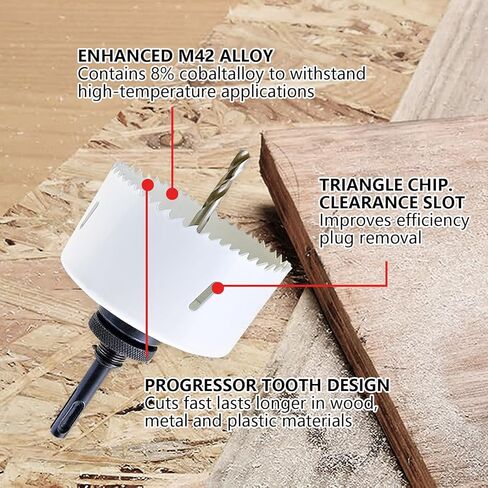 Greywolf 15 pcs Bi-Metal Hole Saw Set, M3 HSS Hole Saw Kit with 3/4"-2-1/2" (19-64mm) 9 pcs Hole Saw Blades, Boxed, with Arbor, Drill Bit, Hex Wrench, for Metal, Wood, Plastic in Kuwait