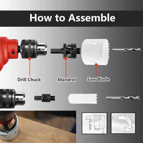 Greywolf 15 pcs Bi-Metal Hole Saw Set, M3 HSS Hole Saw Kit with 3/4"-2-1/2" (19-64mm) 9 pcs Hole Saw Blades, Boxed, with Arbor, Drill Bit, Hex Wrench, for Metal, Wood, Plastic in Kuwait