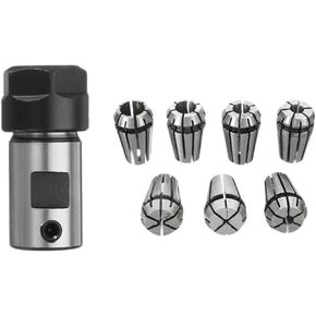 8Pcs/Set ER11A 5mm 8mm Motor Unner Diameter Extension Rod +7X 1mm-7mm ER11 Spring Chuck Shaft Holder for CNC Lathe Engraving(C16-ER11-6.35mm)