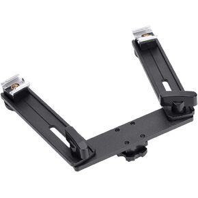 Aluminum Alloy Bracket Holder Stand with Double Hotshoe for Camera Flashlight Speedlite