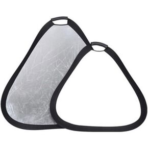 REFLEX CAMERA 2-in-1 Triangle Photography Reflector 60cm (23.6in) | Silver/White Reflective Surfaces | Single-Hand Grip | Portable Durable Light Reflector with Carrying Case (60cm (23.6in))