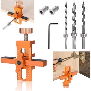 Cabinet Door Mounting Jig, 2-in-1 Aluminium Alloy Versatile Cabinet Door Installation Tools with Adjustable Positioner and 3 Precision Drill Bits, Quick-Clamp System for Frameless/Face Frame Cabinets