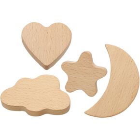 Cabilock Cartoon Style Single Hole Drawer Pulls 4 Pcs Wooden Knobs for Household Furniture Easy Installati