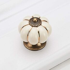 JD Pumpkin Ceramic Handles 40mm Drawer Knobs Cupboard Door Handles Single Hole Cabinet Handles with screws Furniture Handles - (Color: Green)