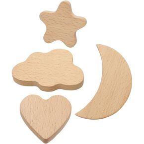 4pcs Cartoon Wooden Furniture Knobs for Drawer Cabinet Replacement All- Design Moon Heart Decorative Household Knobs for Boys and Girls Rooms