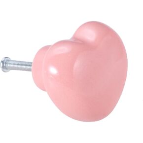 1Pc Pink Heart Shaped Ceramic Door Knobs Cabinet Drawer Dresser Cupboard Kitchen Furniture Kid's Room Decorative Pulls Handles - (Color: Heart-shaped)