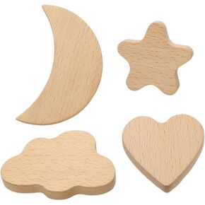 4 Pack Cartoon Design Wooden Drawer Knobs Dresser Pulls Handles for Household Cabinets