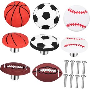 Gadpiparty Sports Ball Drawer Pulls 8 Pcs Set Basketball Soccer Football Knobs for Boys and Girls Dresser Nursery Decor