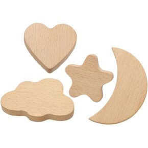 Luxshiny Boho Style Wooden Drawer Pulls 4pcs Cartoon Dresser Knobs for Cabinet Drawer Furniture Home Dec