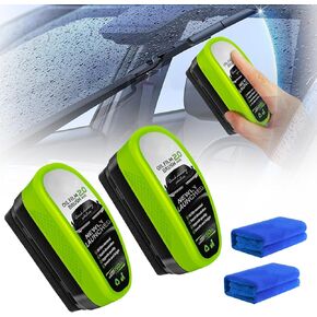 Upgrade Automotive Oil Film Cleaning Brush, 2025 New 2.0 Green Car Glass Oil Film Remover, Car Glass Oil Film Cleaner for Windshield Improves Clarity and Visibility, 2 PCS