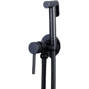 Handheld Bidet Sprayer Brass, Bidet Sprayer for Toilet, Cold and Hot Water Bidet Sprayer, Bidet Taps, Concealed Wall Mount Cloth Diaper Sprayer,Black