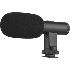 Portable Stereo Microphone Video Recording Mic 3.5mm TRS Plug Built-in Rechargeable Battery for DSLR Cameras Camcorder