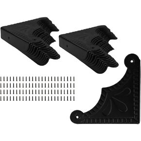 24Pcs Decorative Metal Box Corner Guard Protectors, 2.2" x 2.2" Antique Black Edge Covers for Furniture, Jewelry Boxes, Cabinets