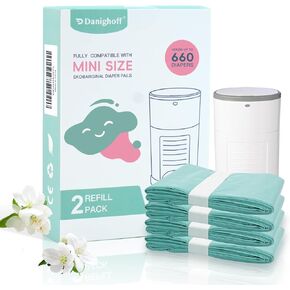 Diaper Pail Refills Compatible with DEKOR MINI, 30% Extra Thick, Leak-Proof, Durable, Holds Up to 660 Diapers, Easy to Use for Baby’s Diaper Disposal