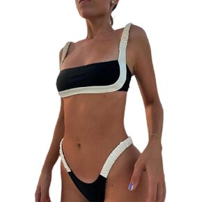 Catalpalev Women's Swimsuit High-Waisted Slimming Two Piece Beach Bikini Set Bathing Suit Swimwear