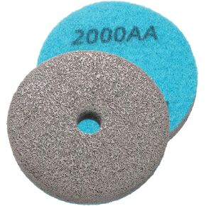 HARFINGTON 2pcs Diamond Sponge Polishing Pads 3" Dia 150 Grit Emery Sand Fiber Polishing Pad Wet Use Buffing Pad for Stone Concrete Marble Grinder Polisher Buffing Wheel, Yellow Brown