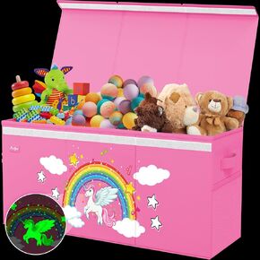 XL Dinosaur Toy Box - Foldable & Collapsible Cardboard Toy Chest Storage, Cute Dinosaur Design - Extra Large Organizer with Lid, Kids Storage with Removable Dividers & Mesh Pocket - Black in Saudi Arabia