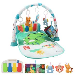 Bompow Baby Play Play Mat ، Play Activity حصيرة مع الموسيقى والأضواء ، صالة الألعاب الرياضية للبيانو ، هدية طفل في وقت مبكر للأطفال حديثي الولادة.