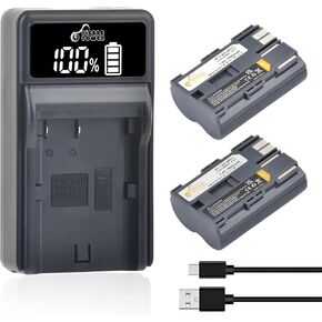 Pickle Power BP-511 BP-511a Battery 2-Pack and LED Charger for Canon EOS 5D 10D 20D 20Da 30D 40D 50D 300D D30 D60 PowerShot G6 G5 G3 G2 G1 Pro 1 Pro 90 Camera