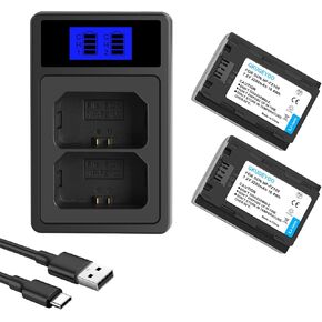 2-Pack NP-FZ100 Replacement Battery and Charger Set Compatible with Sony NP-FZ100 A6600 Alpha A7III A7RIII A7R IV A9 A6600 Alpha 9 Alpha 9S A9S A7III A7R3 A7R4 Camera