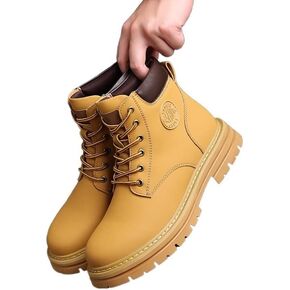 Thermal Products Kick not Bad Leather Rhubarb Boots 2022 Autumn and Winter New Retro Tooling Boots Hand-Stitched Boots Men's Shoes Trend to Protect Your feet (Color : Black, Size : 10.5)